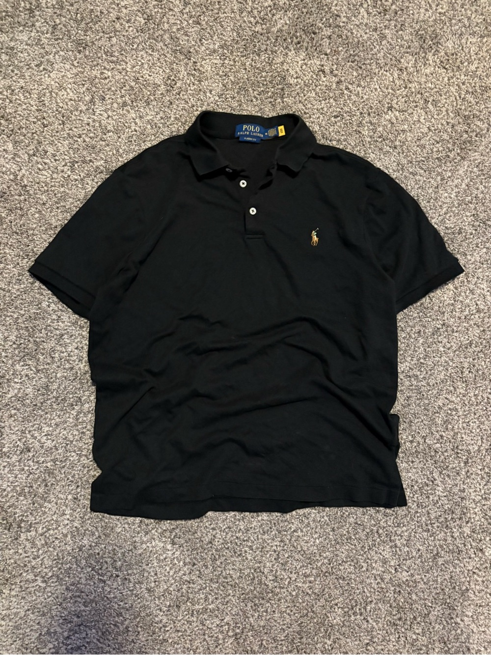 Ralph Lauren Black Polo Shirt with Gold Horse